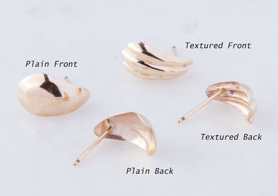 Curved Teardrop Stud Earring Component in Gold Filled, Gold Stud