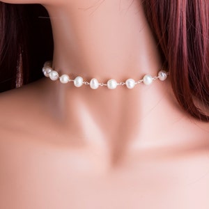 Large Freshwater Pearl Long Necklace, Pearl Choker with Low Back, Pearl Y Lariat Necklace, Bridal Jewelry, Gift For Her, Everyday Wear