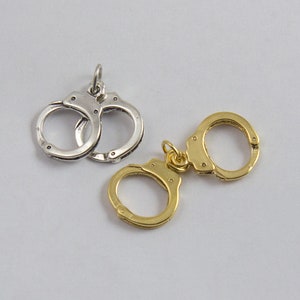 Large Handcuffs in Sterling Silver OR Gold Plated, Large Handcuffs Charm in Sterling Silver, Friendship Charm, 20CS