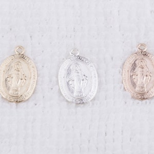 Miraculous Medal Charm in Gold Filled, Sterling Silver, Rose Gold Filled, Pray Metal, Healing, Pendant, Religious Charm, CM142R image 2