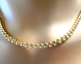 4mm CZ Tennis Necklace Gold Over 