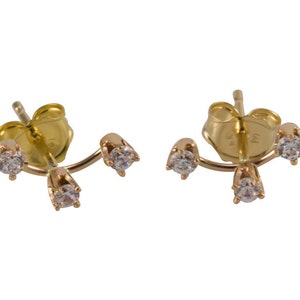 Gold Filled Three CZ Stud Earrings, Triple CZ Stud Earrings, Gold And Cz Stud Earrings, Cartilage Stud Earrings, CZ Stud Earrings, GFER39
