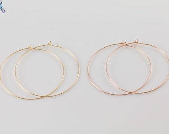 Plain Hoop Earrings,in sterling Silver,Gold Filled, Rose Gold Filled, Simple, Everyday minimal Wear, Lightweight thin Hoop, GFER47