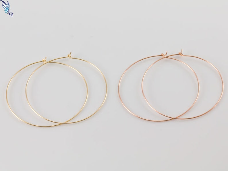 Plain Hoop Earrings,in sterling Silver,Gold Filled, Rose Gold Filled, Simple, Everyday minimal Wear, Lightweight thin Hoop, GFER47 image 1