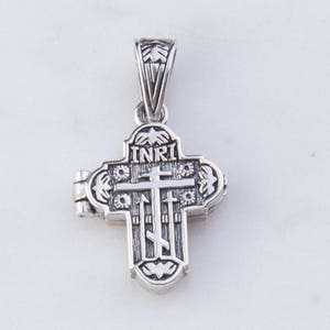 INRI Gebetsbox Sterlingsilber, Religionskreuz Gebetsbox, großer Kreuzanhänger, zu öffnende Gebetsbox, Kreuzanhänger, gravierbar,PB129