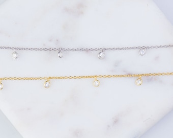 Round CZ Chain by Foot, Bulk Chain By Foot, CZ Round Shaker Chains, Tiny CZ Chains, Ideal for Choker Chain and Long Necklace,SCNF139