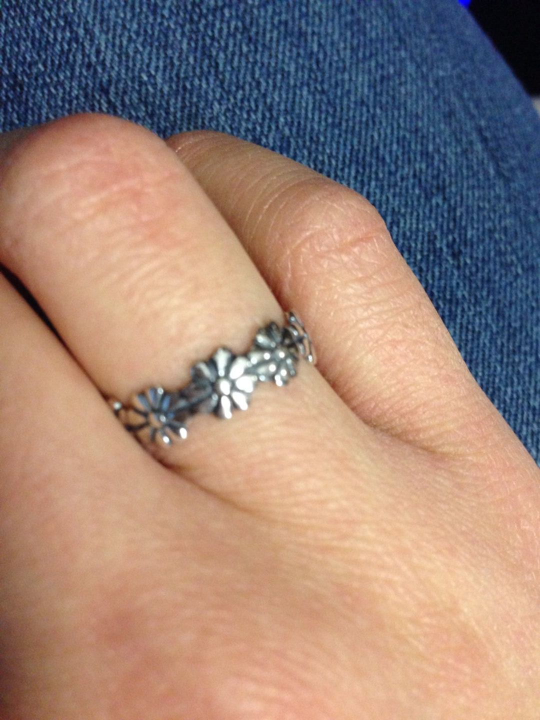 Sterling Silver Daisy Flower Ring, Dainty, Floral, Hippy Inspired Ring ...