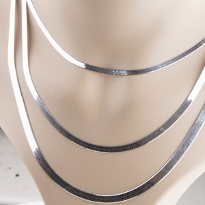 Sterling Silber Herringbone Kette, Bold Halskette 3 mm, 4 mm, 5 mm.Herringbone Choker, Kette liefert, Layered Halskette, Flach Schlangenkette HB01
