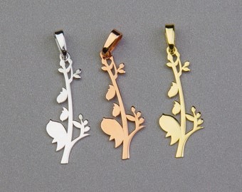 Mother Bird and Baby Birds Pendant, Sterling Silver, Gold Plated over Sterling, Rose Gold Plated over Sterling, Pendant Necklace, SSPD321