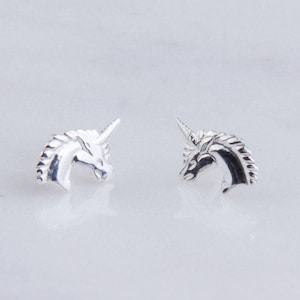 Gold Filled Unicorn Head Stud Earrings, NOT for Children, Second Hole Piercings,Fantasy Theme Stud Earrings, Unicorn Studs, Unicorn GFER175