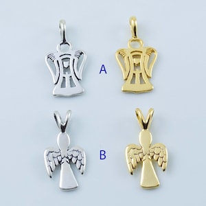 Angels Charm Pendant in Gold Plated over Sterling Silver, Religious Charm, Angel Charms, Angel Protector, Gold Angel Charm  CM74AN, CM75AN
