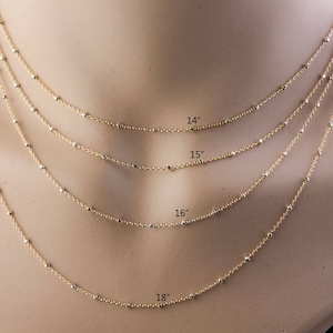 Gold Filled with Silver Beads Satellite Finished Chain in 14, 15, 16 and 18 Inches, Priced Per Piece, Choker or Long Necklace, GFCN12