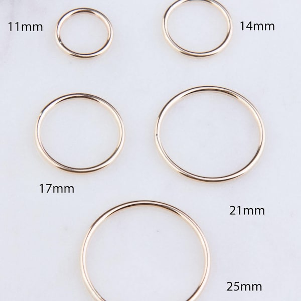 5 Pieces, Gold Filled Karma Circle Link Connector Finding, Sizes in 11mm, 14mm, 17mm, 21mm, 25mm, Open Circle Link Charm,Gold Circle CM194LC