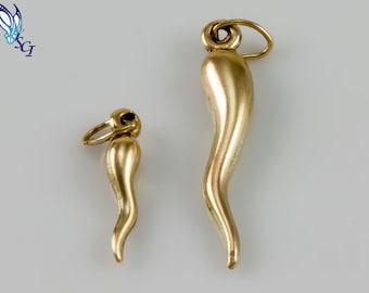 2pcs-Gold Filled Italian Horn Charm, European, Charm Bracelet, Cornicello, Cornetto, Necklace, Good Luck, Lucky, Simple Necklace, HCIN141
