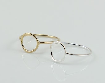 Offener Kreis Ring Gold filled, Sterling Silber, Rose Gold Filled Band Ring, Skinny Wide Band Gold Ring, Größen von 6 bis 9, SR316