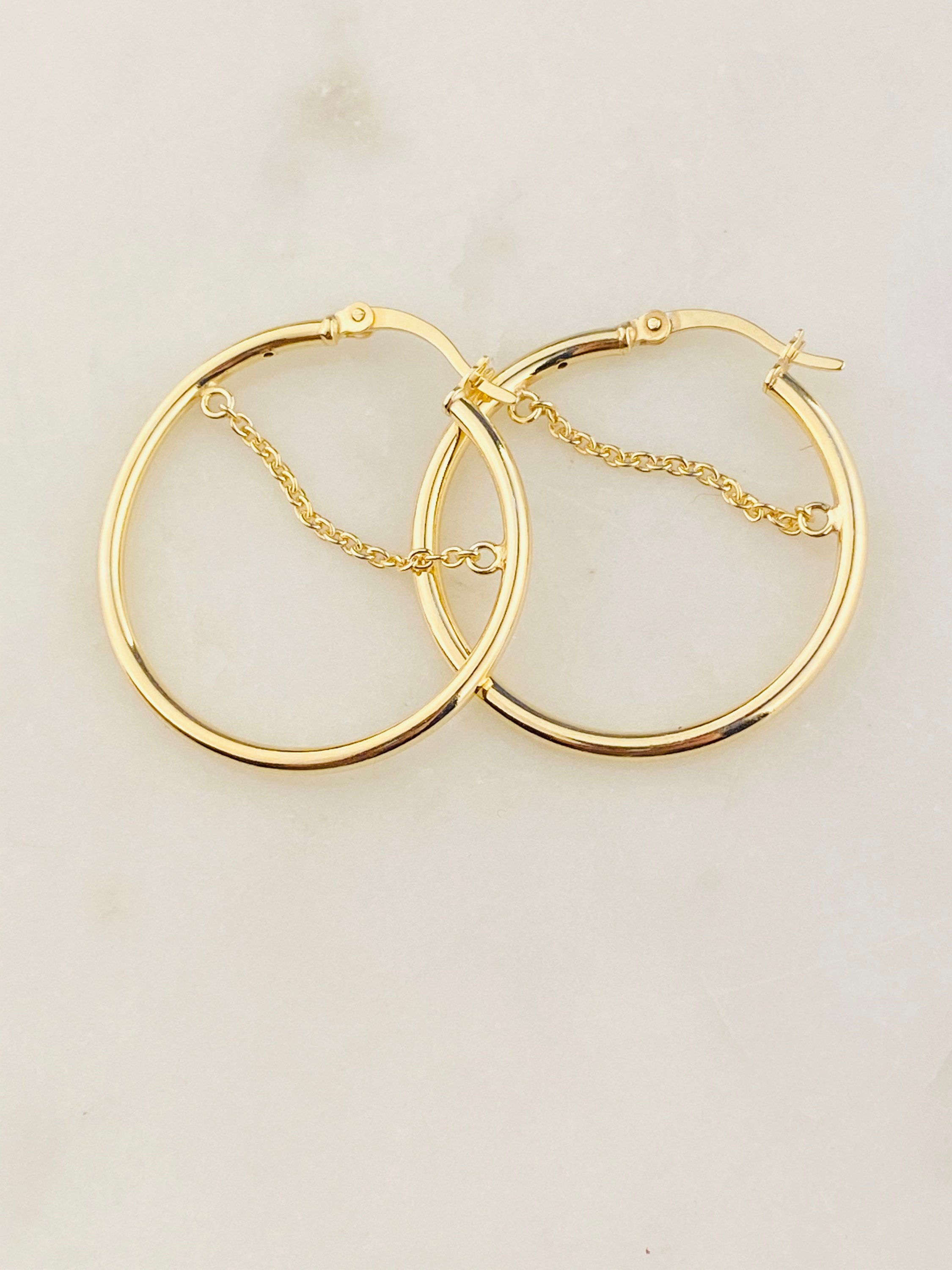 Orecchini Sleeper A Cerchio In Argento Sterling 925 Placcato Oro - Tubo Da 2mm - Diametro 20mm - Eleganti E Minimal - Gioiello Donna
