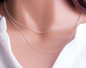2pcs-1.2mm Diamond Cut Beaded Chain, Sterling Silver, Faceted,Dainty Chain, Beaded Chain, Modern,Everyday,Layering,Delicate Minimal, SCN107