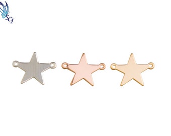 14mm,Sterling Silver, Rose Gold Filled, Gold Filled Large Star Stamping Link Connector, Star Stamping Blank, Star Initial ST105DR