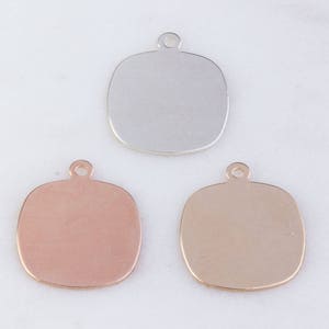 3pcs große abgerundetes Quadrat Stempeln in Sterling Silber, Gold gefüllt, Rose Gold leer gefüllt, 20 GAUGE, quadratischer Anhänger, Namen, Daten, ST106QR