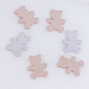 Lot de 2-Teddy Bear calibre 24 Stamping blanc en argent, or remplis, Rose Gold Filled, animaux blancs, ST10DR