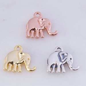 Small Elephant Charm in Silver, Gold Plated or Rose Gold Plated over Sterling Silver, Safari Animals, Elephants, Priced per Set , CM366A