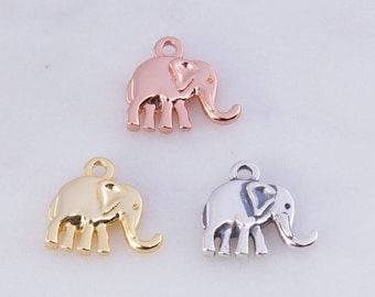 Small Elephant Charm in Silver Gold 