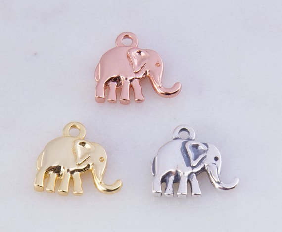 Small Elephant Charm in Silver Gold Plated or Rose Gold Plated Over Sterling Silver Safari Animals Elephants Priced per Set CM366A Etsy UK