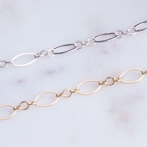 3Feet-Oval with 3 Links in between Chain in Gold Filled or Sterling Silver, Chain by Foot, Bulk Chains, Jewelry Making Supplies, SCNF080