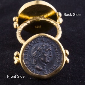 Ancient Greek, Roman Coin Replica, Coin Ring, Sterling Silver Coin, Gold Plated Band Ring, Add Charms To Personalize,  -VC28