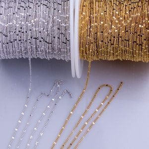 Satellite Curb 1.5mm Chain in Sterling Silver, Gold Plated over Sterling Silver, Chain by Foot, Bulk Chain, Dainty, Simple, Layering,SCNF266