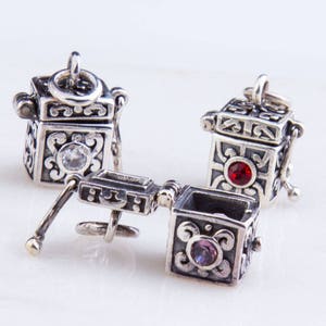 Cube Prayer Box Sterling Silver, Crosses on All Four Sides Prayer Box, Openable Prayer Box, Priced per Piece, Silver Cross Prayer Box PB035