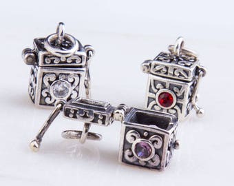 Cube Prayer Box Sterling Silver, Crosses on All Four Sides Prayer Box, Openable Prayer Box, Priced per Piece, Silver Cross Prayer Box PB035