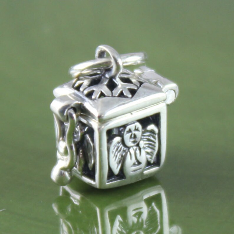 Sterling Silver Angel Prayer Box Charm Pendant Prayer Box Etsy