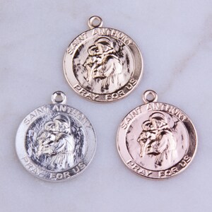 Christopher Charm Coin Pendant 17mm 14k Gold Filled Round Saint St Saint Patron Catholic Protection Pendant Sterling Silver