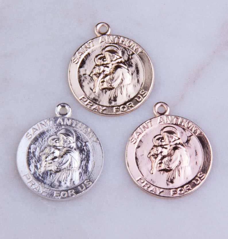 Saint Anthony Round Pendant in Sterling Silver Catholic Etsy