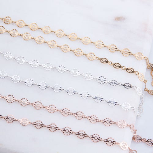 5 Feet-tiny Design Circle Plain Chain by Foot in Silver Gold - Etsy