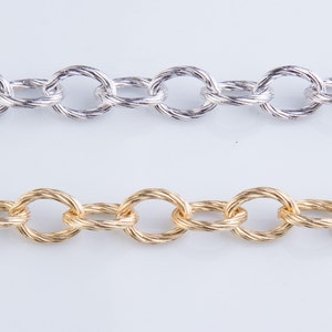 Textured Rope Large Oval Chain in Sterling Silver and Gold Filled, For Bracelet, Necklace and Earrings, Heavy Large Oval Link Chain  SCNF293