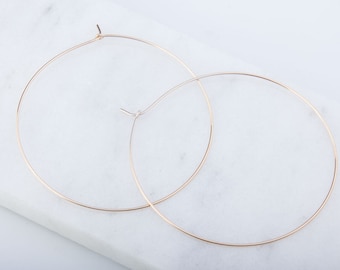 Plain Hoop 60mm Earrings in Gold Filled, Simple, Every Minimal, Lightweight Thin Hoop, Dainty, Everyday Earrings, GFER202