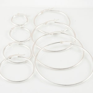 1.5mm Sterling Silver Hoop Earring Finding, 1.5mm Thick Tube, Available in Different Sizes, Small or Large Hoops, Classic Earrings, SER369
