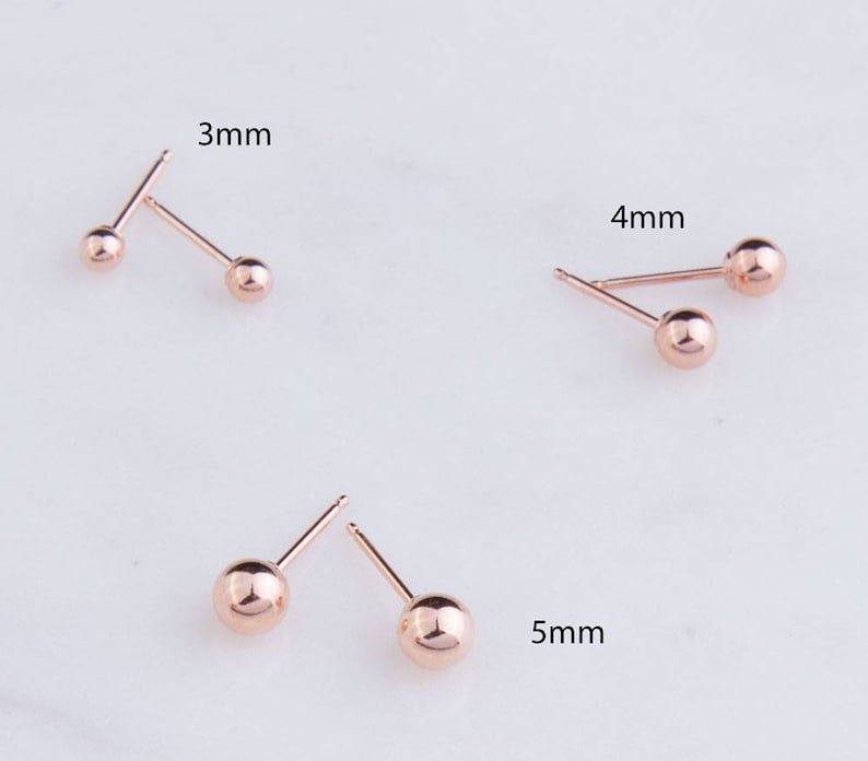 2pairsrose Gold Filled Ball Stud Earrings 3mm4mm Ball Stud Etsy