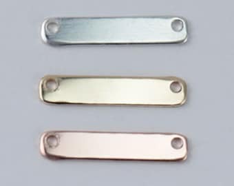 10Pcs-16 x 3mm 20 GAUGE Gold Filled, Sterling Silver,Rose Gold Filled Rectangle Bar,Short Bar Nameplate,Y Necklace Connector, Stamping 62QR