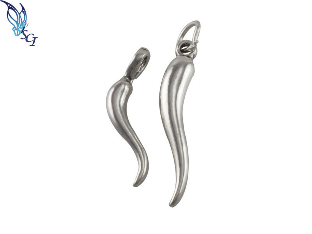 3pcssterling Silver Italian Solid Horn Charm in Small or Medium,horn