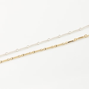 Short Straight Bar Link Chain, Sterling Silver, Gold Filled, Long Necklace, Choker Necklace ,Jewelry Making Supply, Dainty Chain SCNF340
