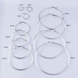 Sterling Silver Hoop Earring Finding, 2mm Thick Tube, Available in Different Sizes, Small or Large Hoops, Classic Earrings, SER359