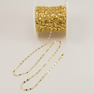 3 feet Tiny Gold Plated Lace Chain, Choker Necklace, Double Bar Link Chain, Gold Plated over Sterling Silver Chain,  SCNF323