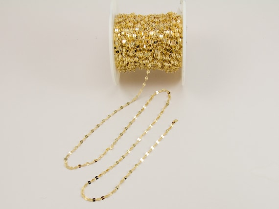 3 pieds Tiny Gold Plated Lace Chain Choker Necklace Double Bar Link Chain Gold Plated over Sterling Silver Chain SCNF323