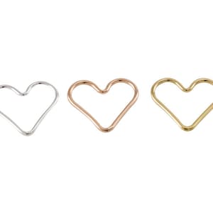 10 Pcs Medium Wire Heart Link Connector,13.5mm x 15mm x1mm,Silver,Gold Filled,Rose Gold Filled,Permanent Jewelry, Permanent Bracelet,CM110LC