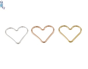 10 Pcs Medium Wire Heart Link Connector,13.5mm x 15mm x1mm,Silver,Gold Filled,Rose Gold Filled,Permanent Jewelry, Permanent Bracelet,CM110LC