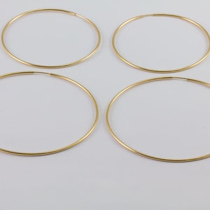 Endless Large Hoop Earrings, 14k Gold Filled, 50,56,65,75mm Sterling Earrings, Yellow Gold, Large, Extra Large, 1.25mm Thickness, GFER88