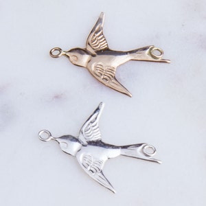 5pcs-Sparrow Link Connector in Sterling Silver, Gold Filled, Jewelry Link Connectors, Link for Bracelet and Necklace, Bird, Dove Link 168LC